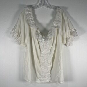 Vtg 60s Pete Bettina Smocking & Lace Square Dance Top Size XL Renaissance Boho